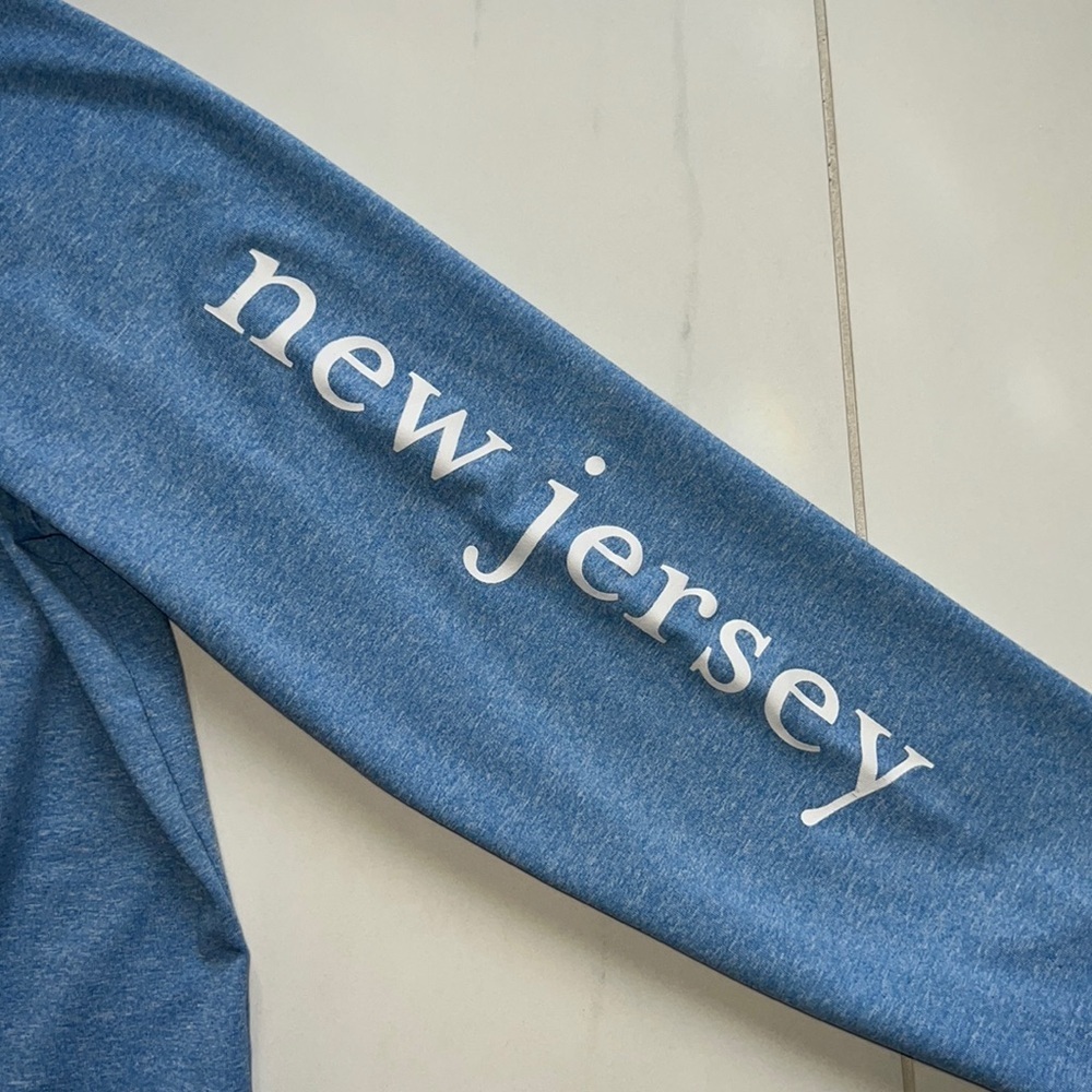 Vineyard Vines Long Sleeve Heathered Blue New Jersey Logo Performance T Size S - Picture 3 of 5